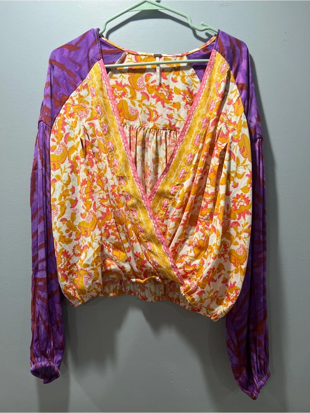 Free People Cruising Together Wildberry Combo Blouse NWT